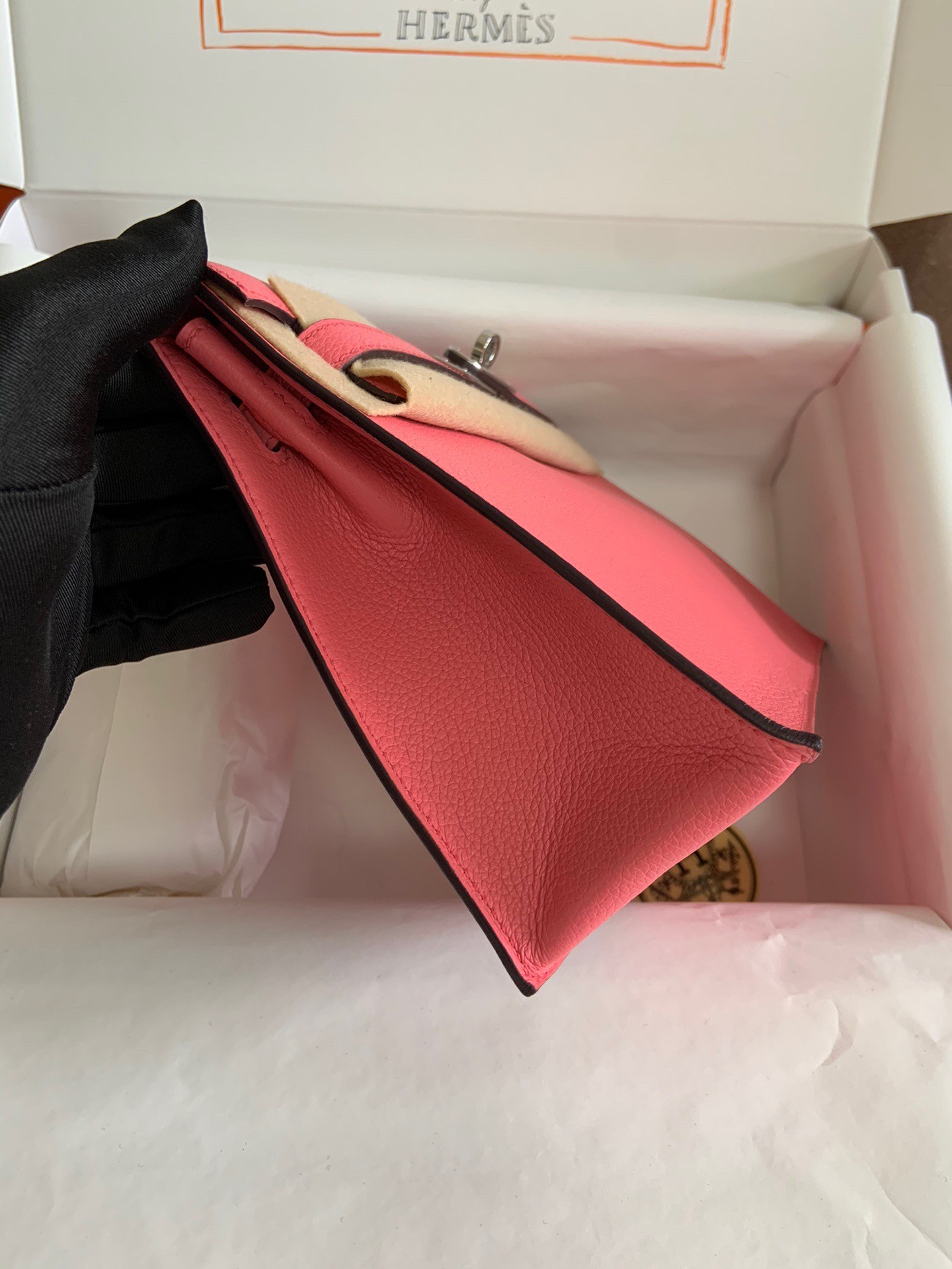 H**mes kelly danse ii handmade bag in rose lipstick evercolor calfskin