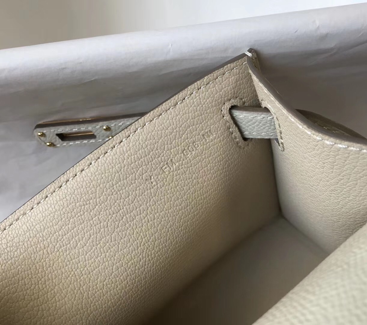 H**mes kelly pochette bag in white epsom leather