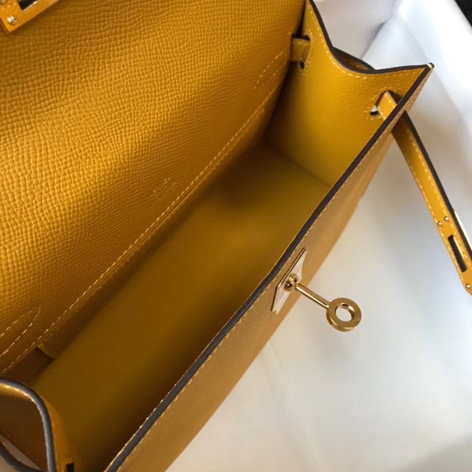 H**mes kelly pochette bag in yellow epsom leather