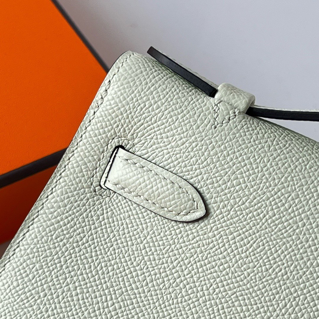 H**mes kelly pochette handmade bag in vert fizz epsom calfskin