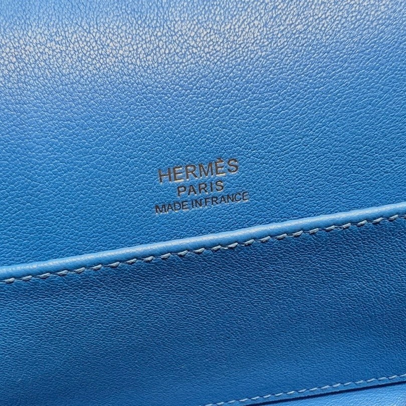 H**mes kelly pochette handmade bag in blue frida swift calfskin