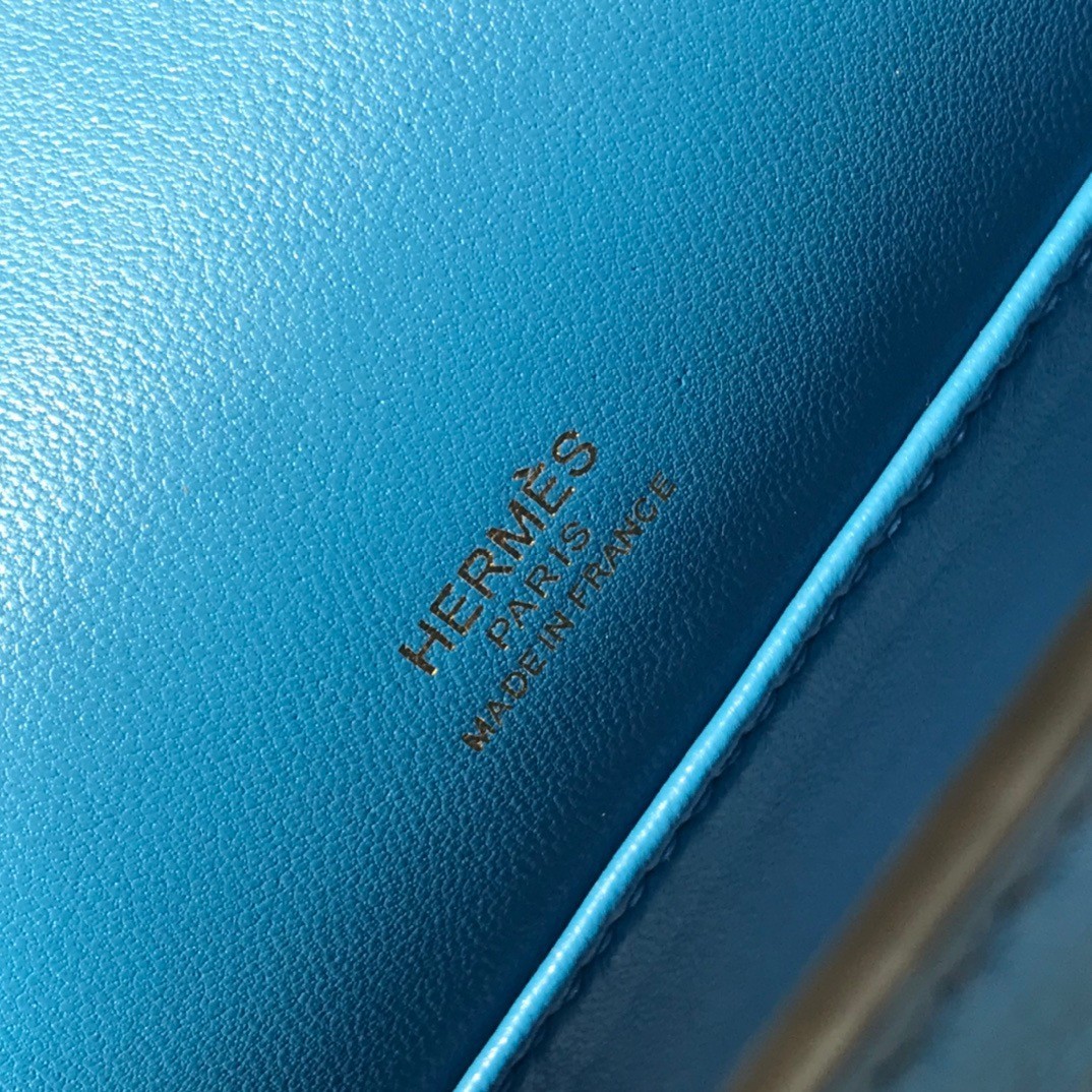 H**mes kelly pochette handmade bag in blue du nord swift calfskin