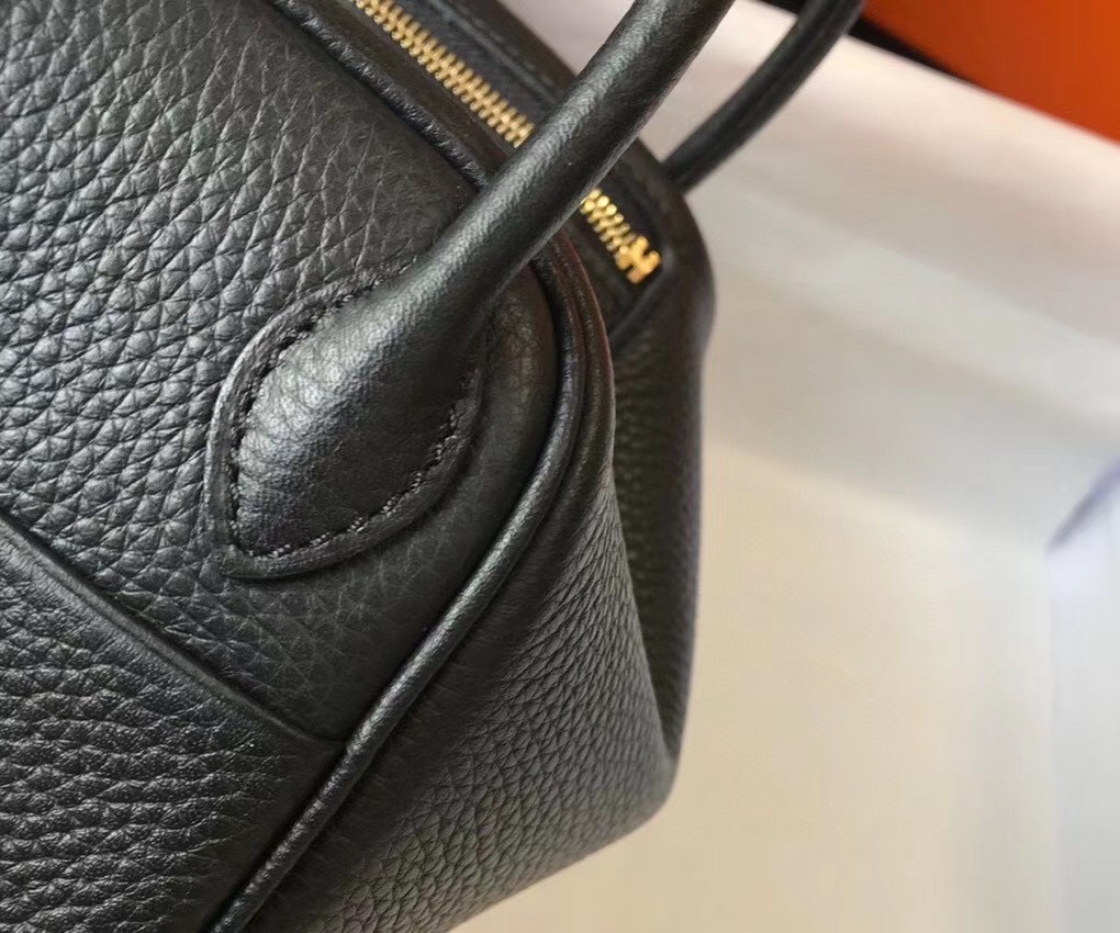 H**mes lindy mini bag in black clemence calfskin