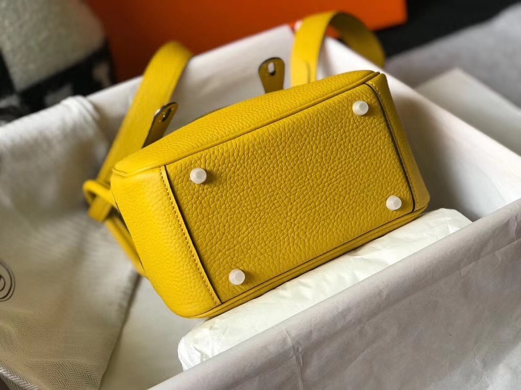 H**mes lindy mini bag in yellow clemence calfskin