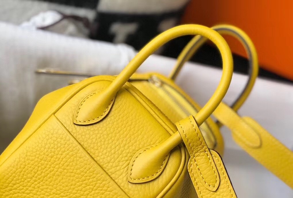 H**mes lindy mini bag in yellow clemence calfskin