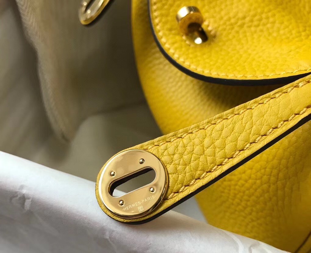 H**mes lindy mini bag in yellow clemence calfskin
