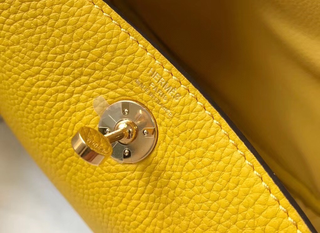 H**mes lindy mini bag in yellow clemence calfskin