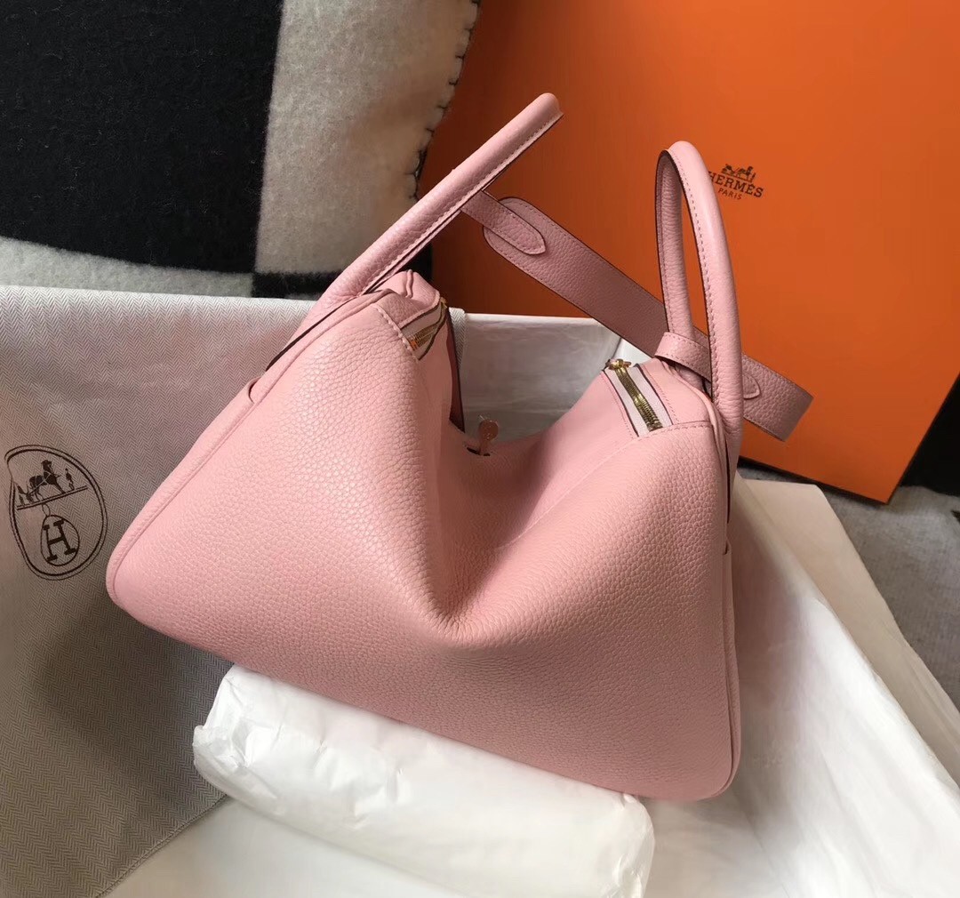 H**mes lindy 26cm bag in pink clemence with ghw
