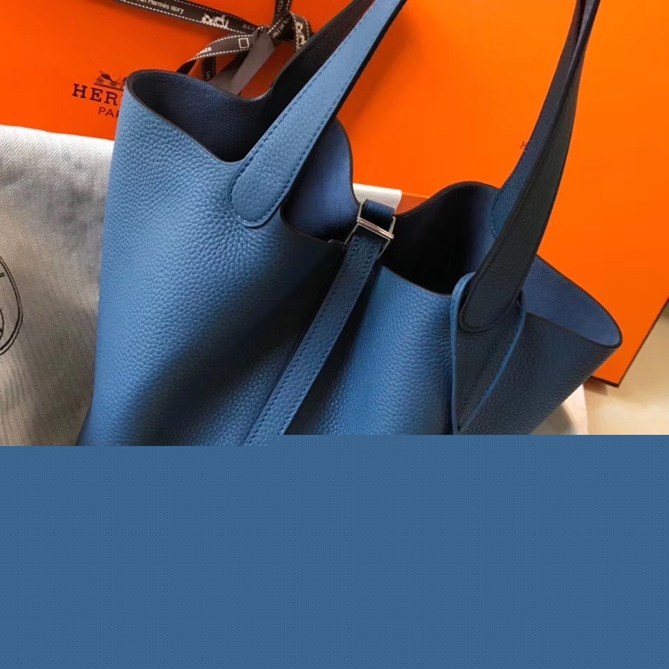 H**mes picotin lock 22 bag in blue agate clemence leather