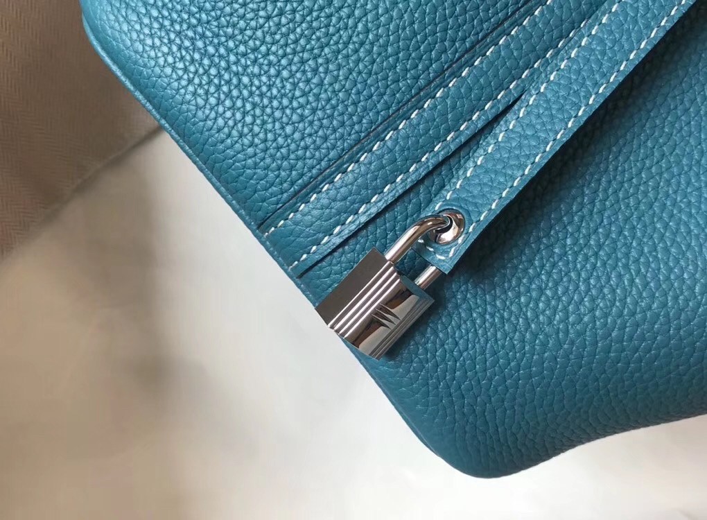 H**mes picotin lock 22 bag in blue jean clemence leather