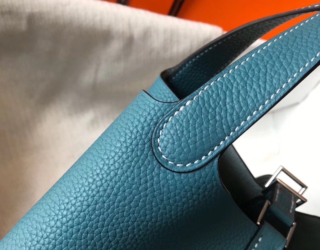 H**mes picotin lock 22 bag in blue jean clemence leather