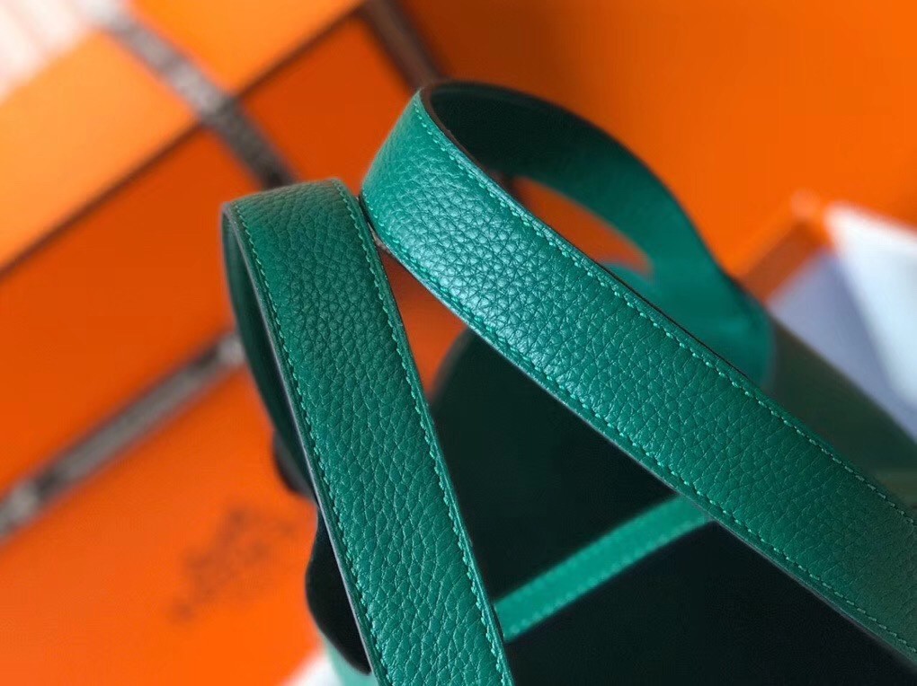 H**mes picotin lock 22 bag in vert vertigo clemence leather