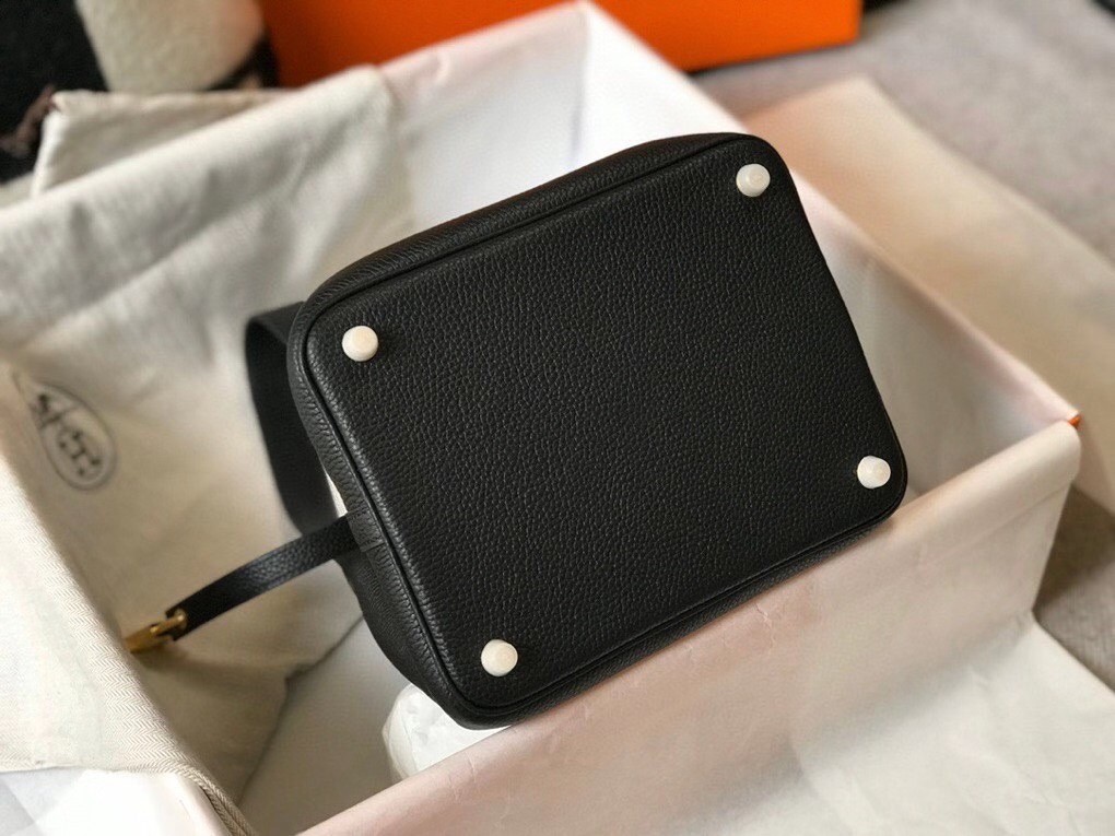 H**mes picotin lock 22 bag in black clemence leather