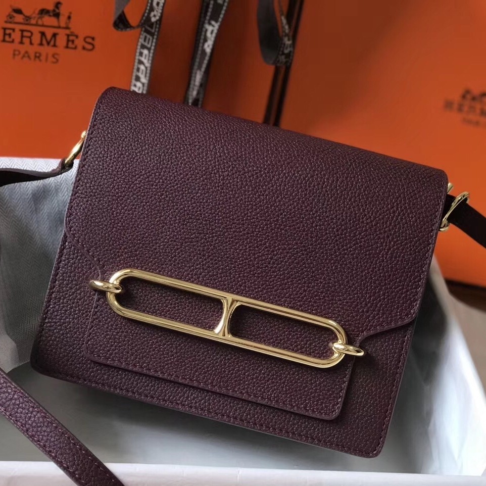 H**mes sac roulis mini bag in burgundy evercolor calfskin
