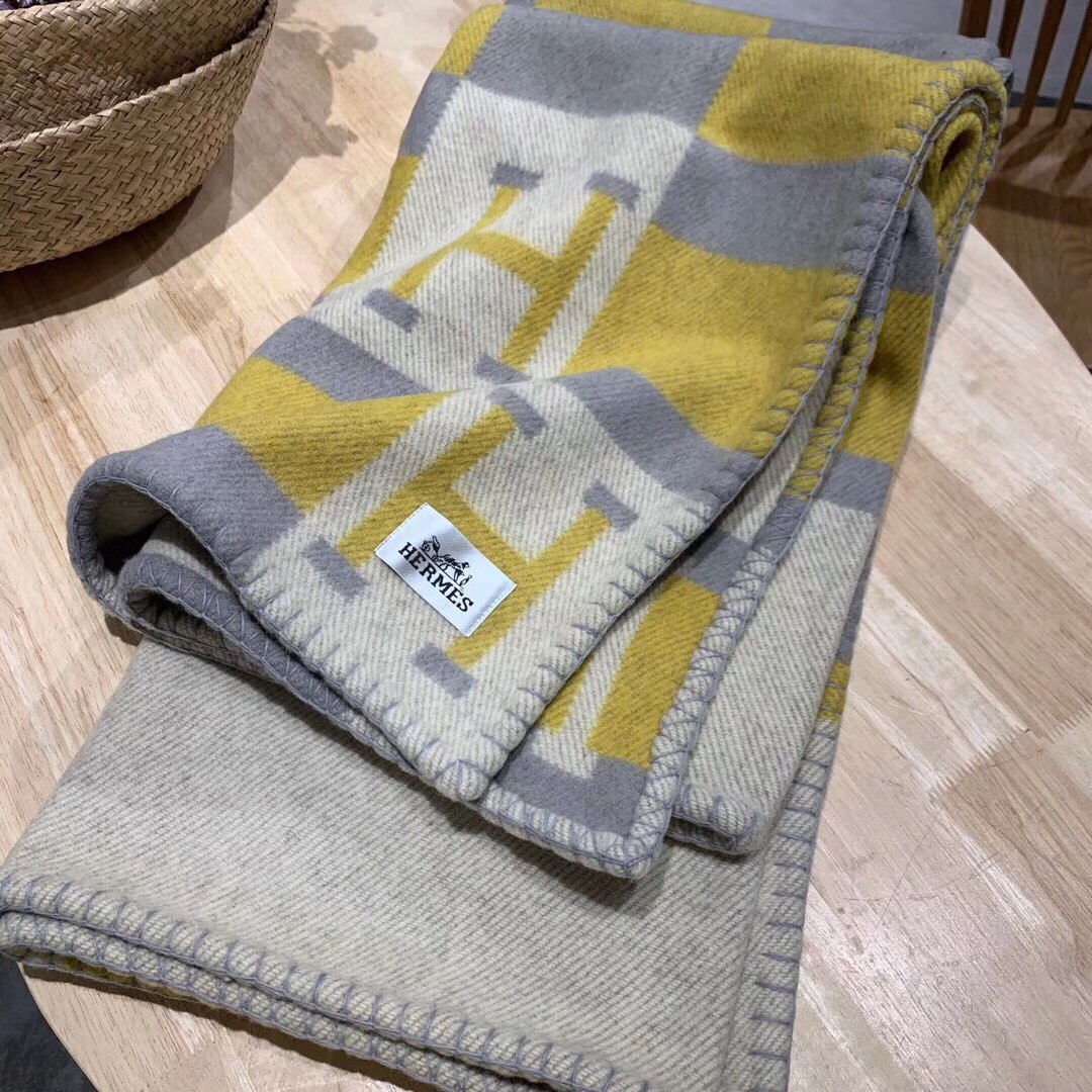 H**mes jaune avalon bayadere throw blanket