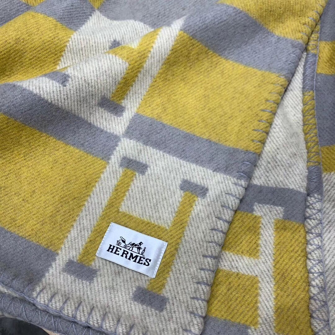 H**mes jaune avalon bayadere throw blanket