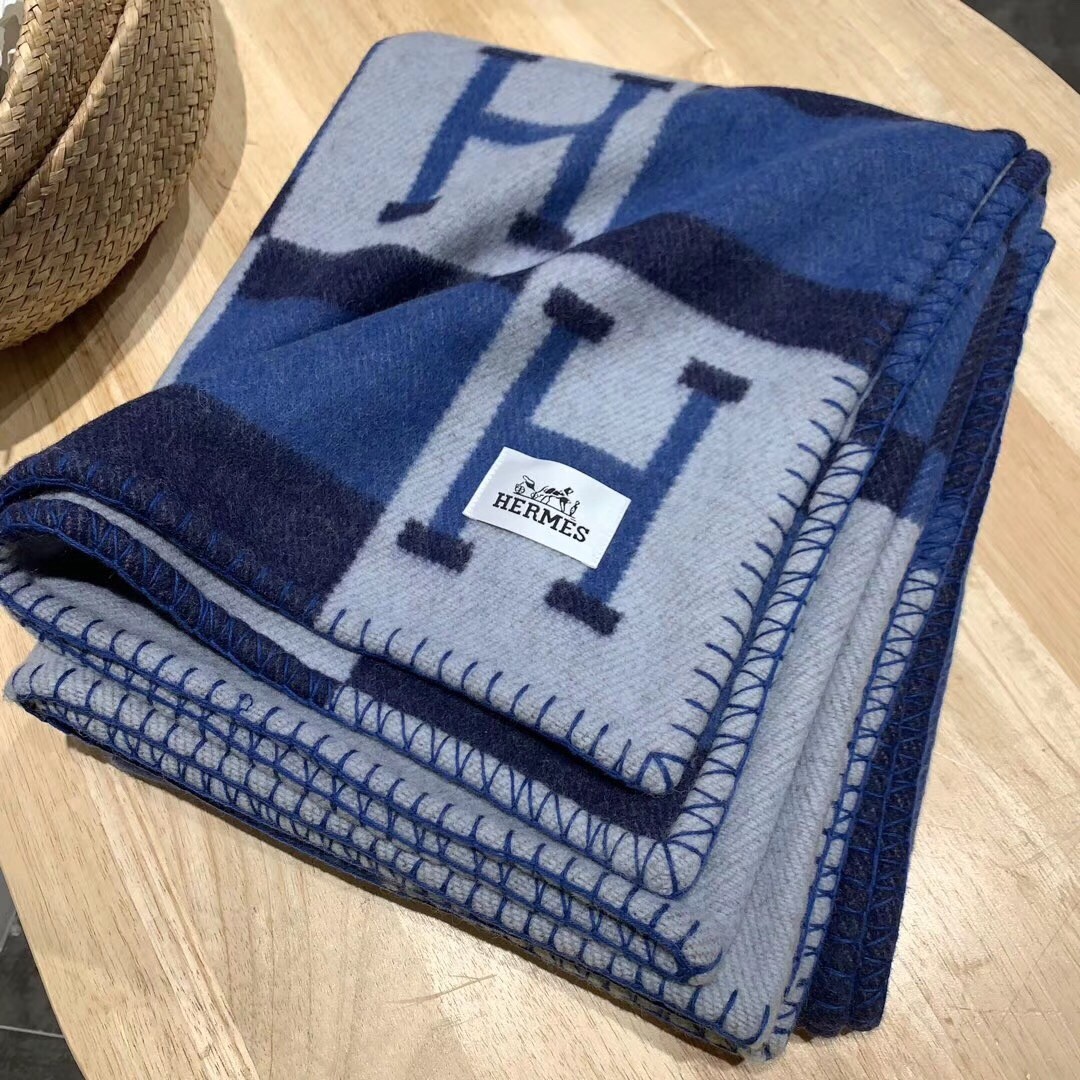H**mes marine avalon bayadere throw blanket