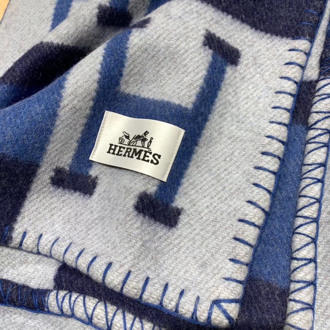 H**mes marine avalon bayadere throw blanket