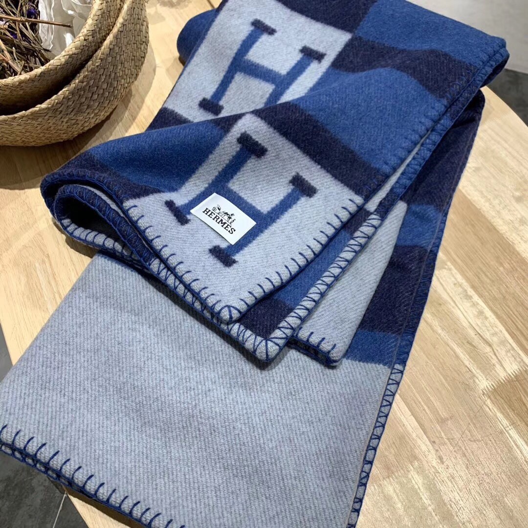 H**mes marine avalon bayadere throw blanket