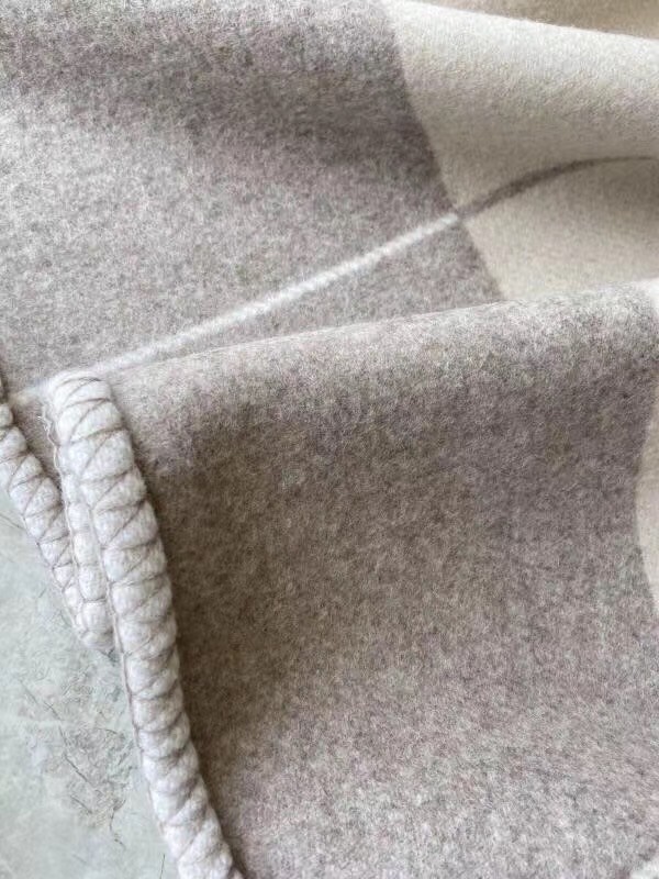 H**mes beige avalon iii throw blanket
