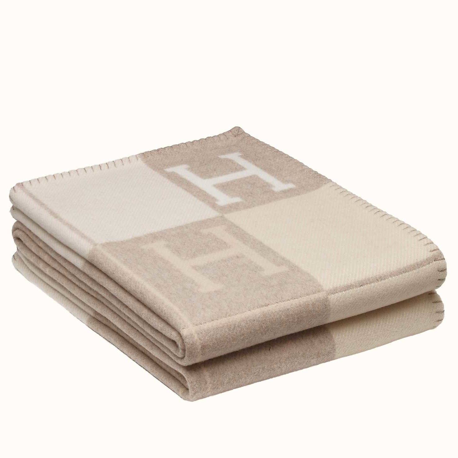 H**mes beige avalon iii throw blanket