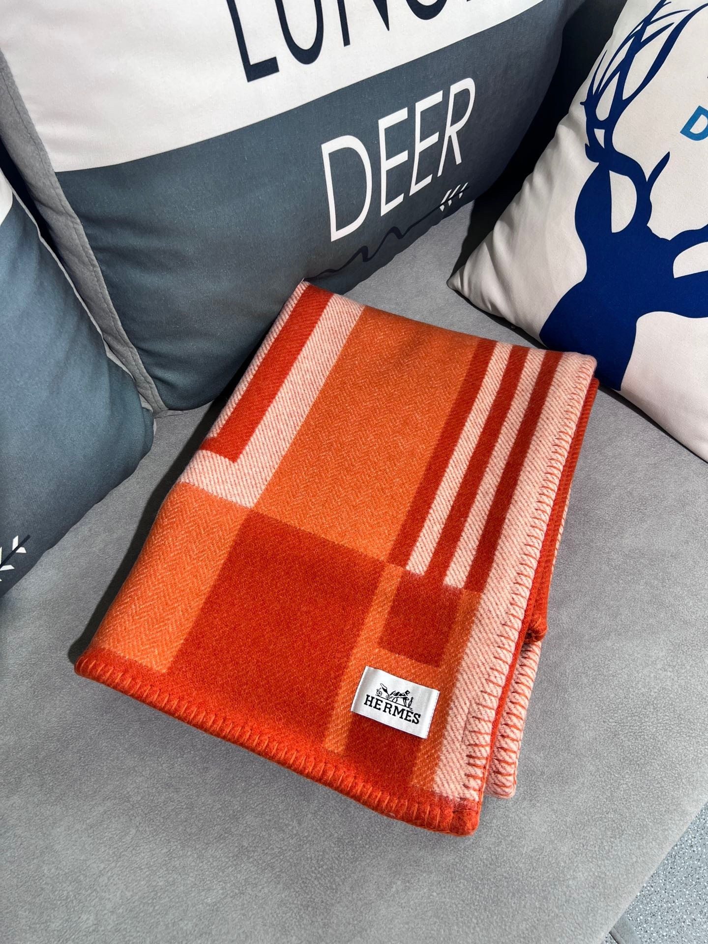 H**mes ithaque blanket in cuivre wool and cashmere
