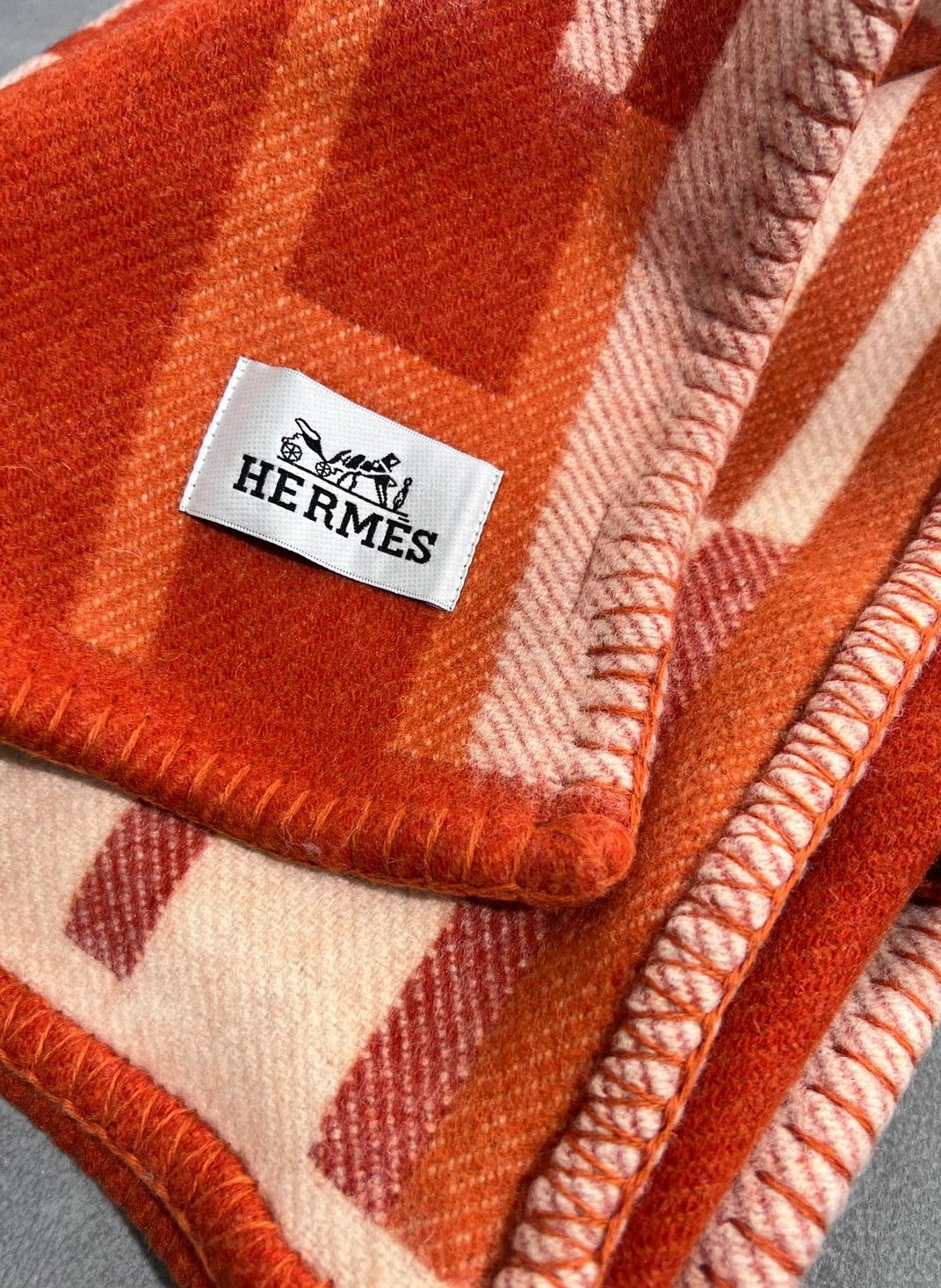 H**mes ithaque blanket in cuivre wool and cashmere