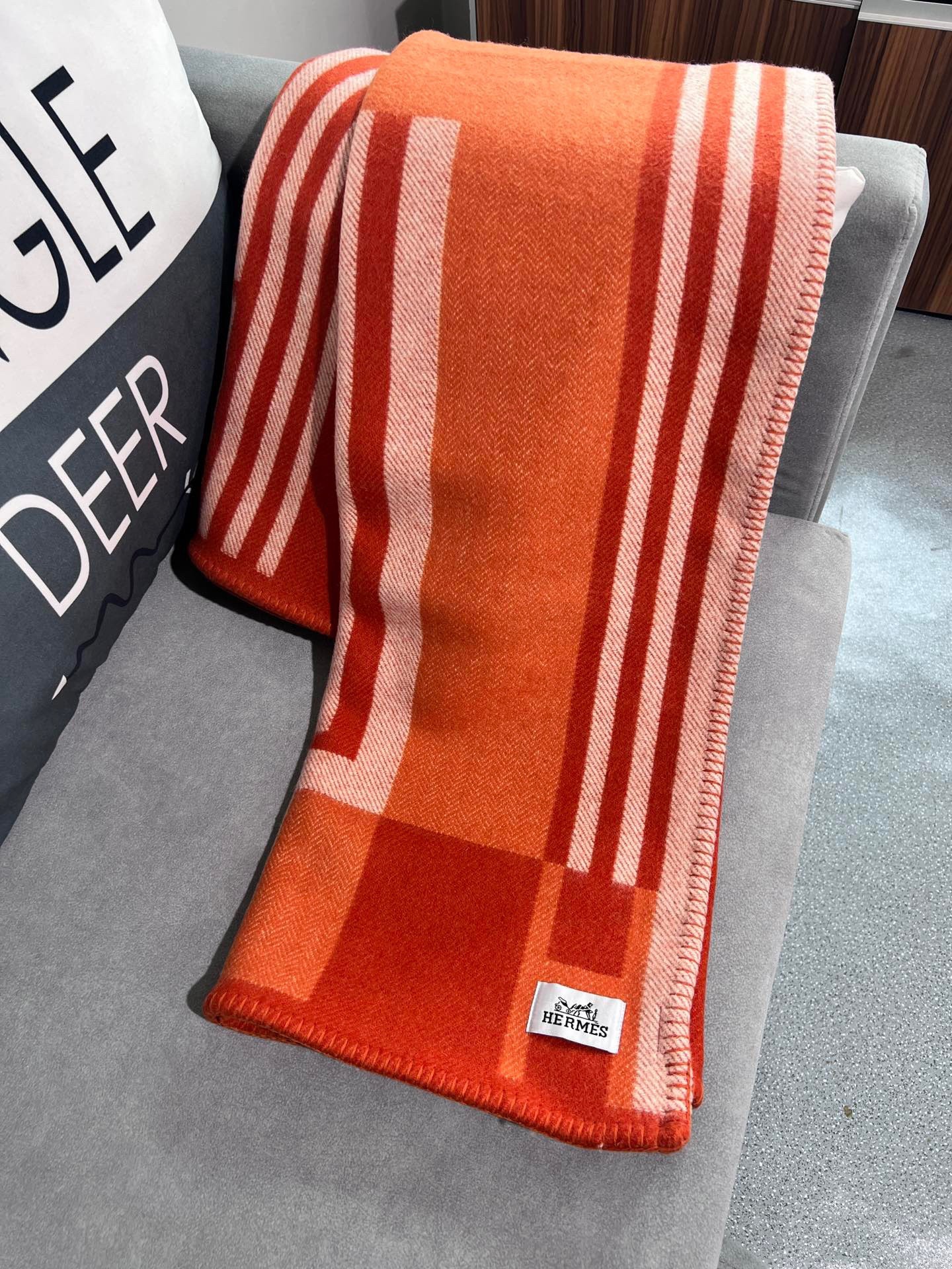 H**mes ithaque blanket in cuivre wool and cashmere