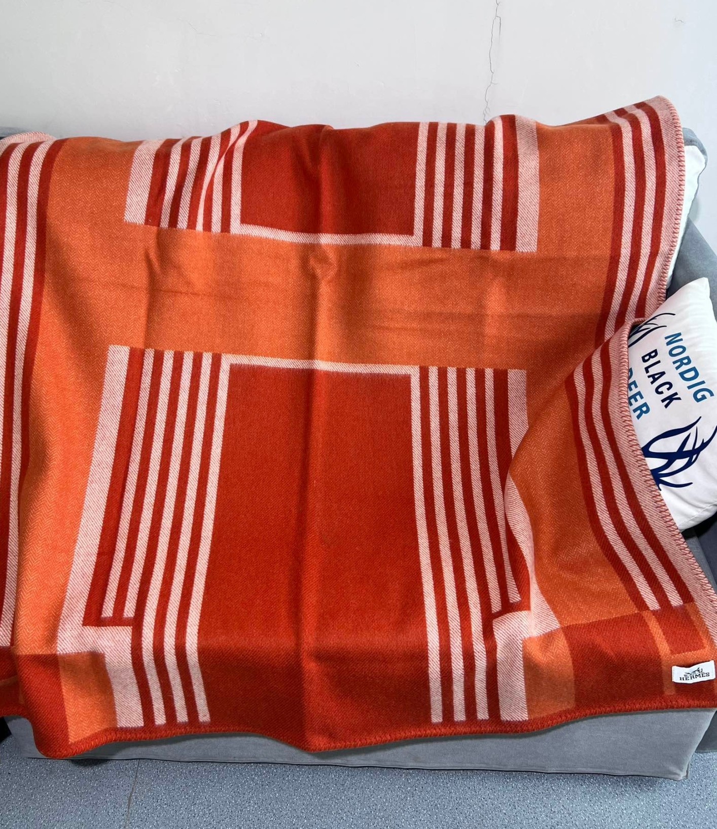 H**mes ithaque blanket in cuivre wool and cashmere