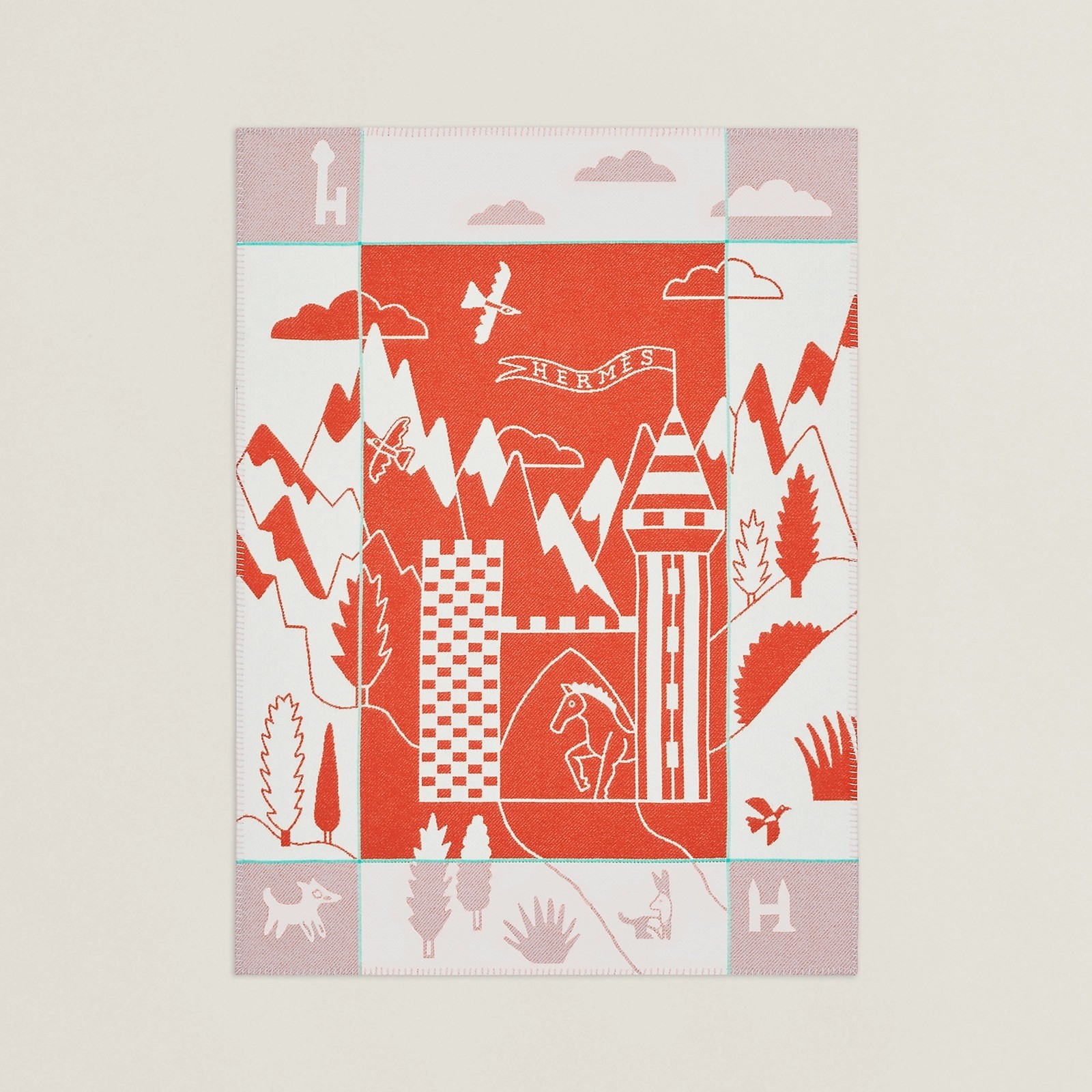 H**mes avalon epopee blanket in mandarine wool and cashmere