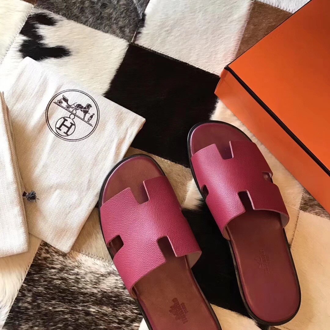 H**mes izmir sandals in fuchsia epsom leather