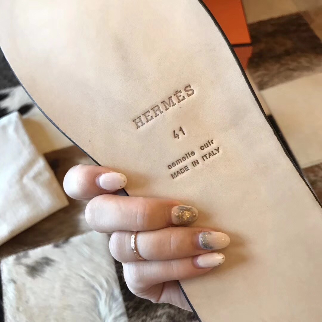 H**mes izmir sandals in orange epsom leather