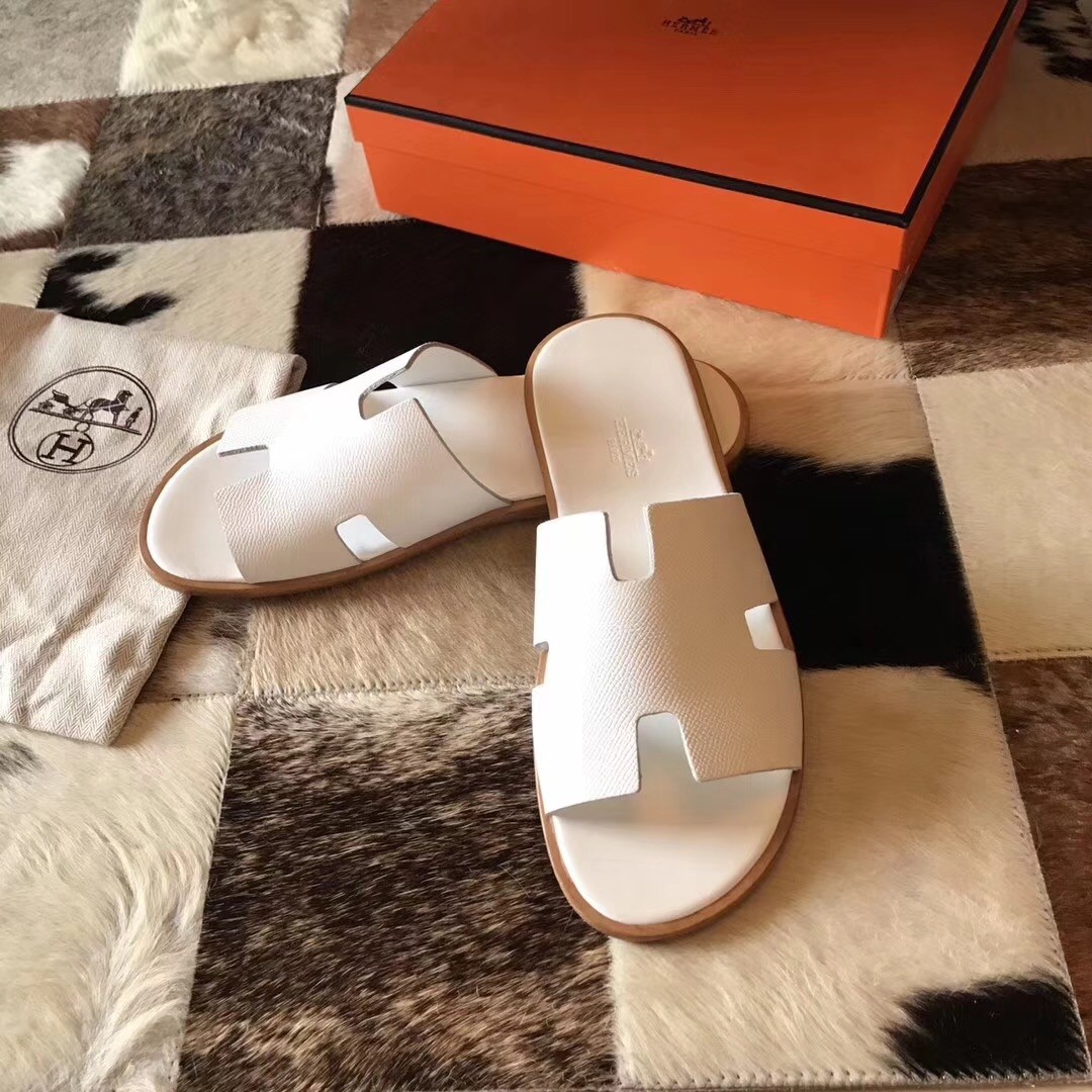 H**mes izmir sandals in white epsom leather