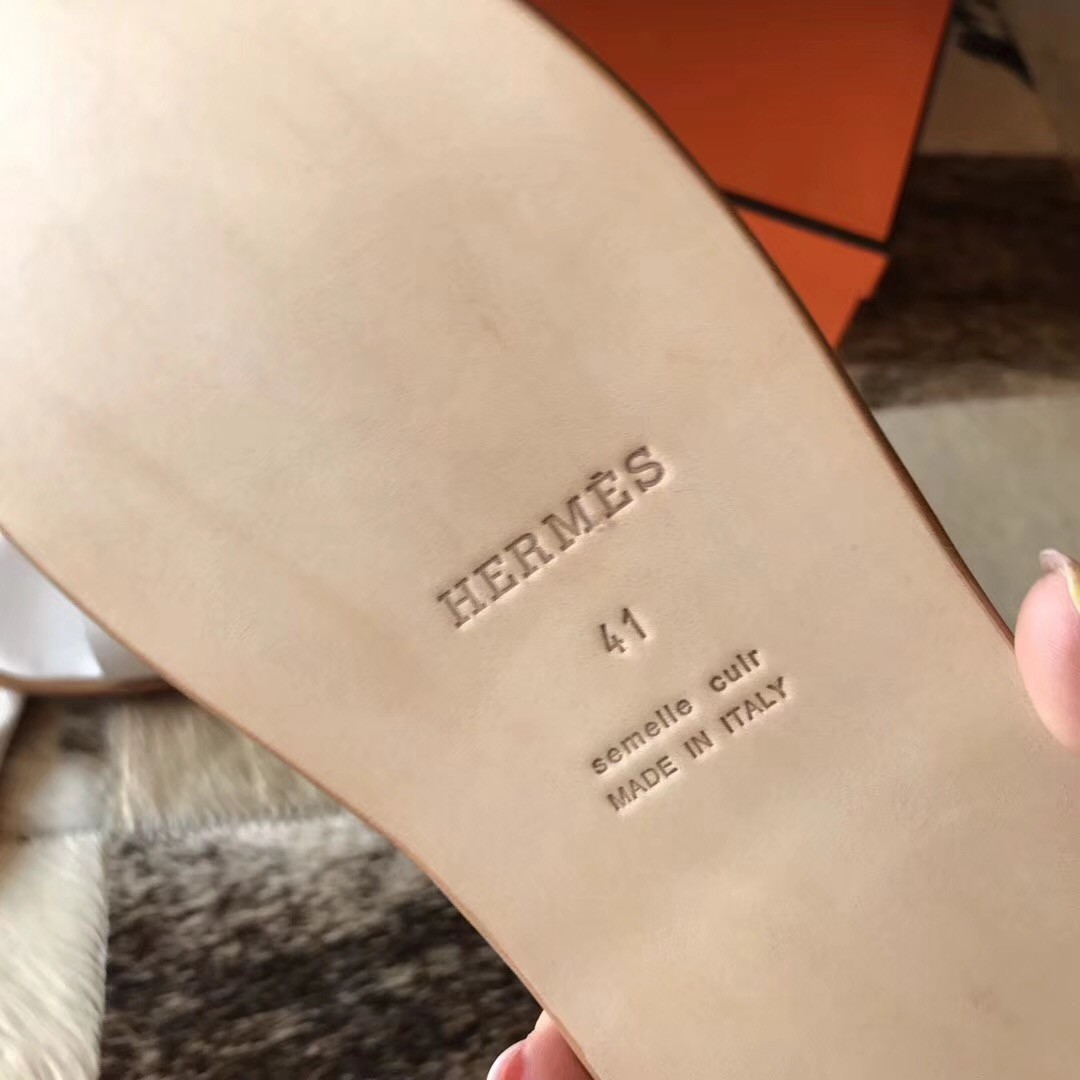 H**mes izmir sandals in white epsom leather
