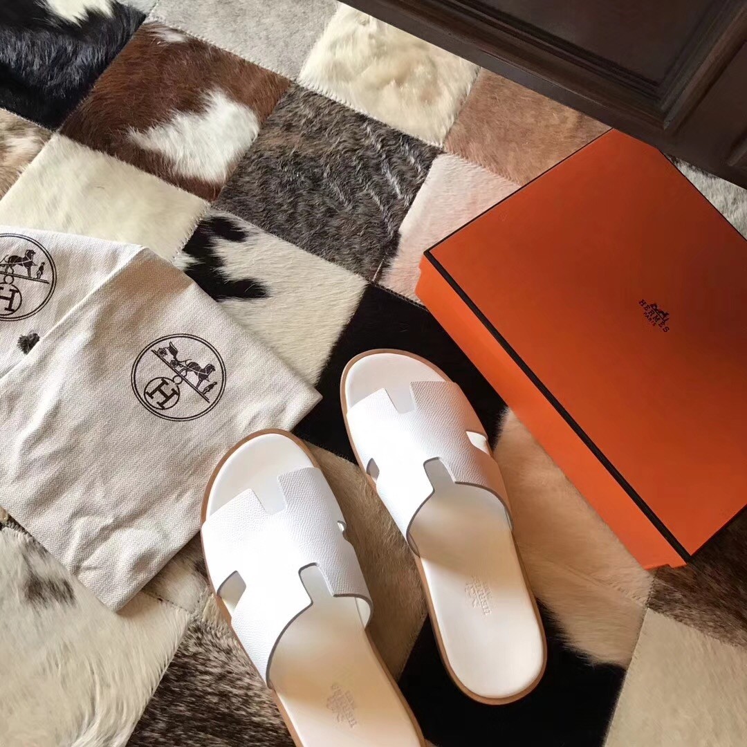 H**mes izmir sandals in white epsom leather