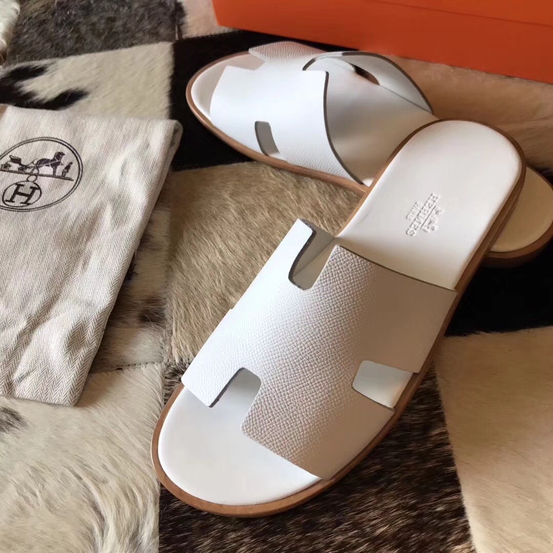H**mes izmir sandals in white epsom leather