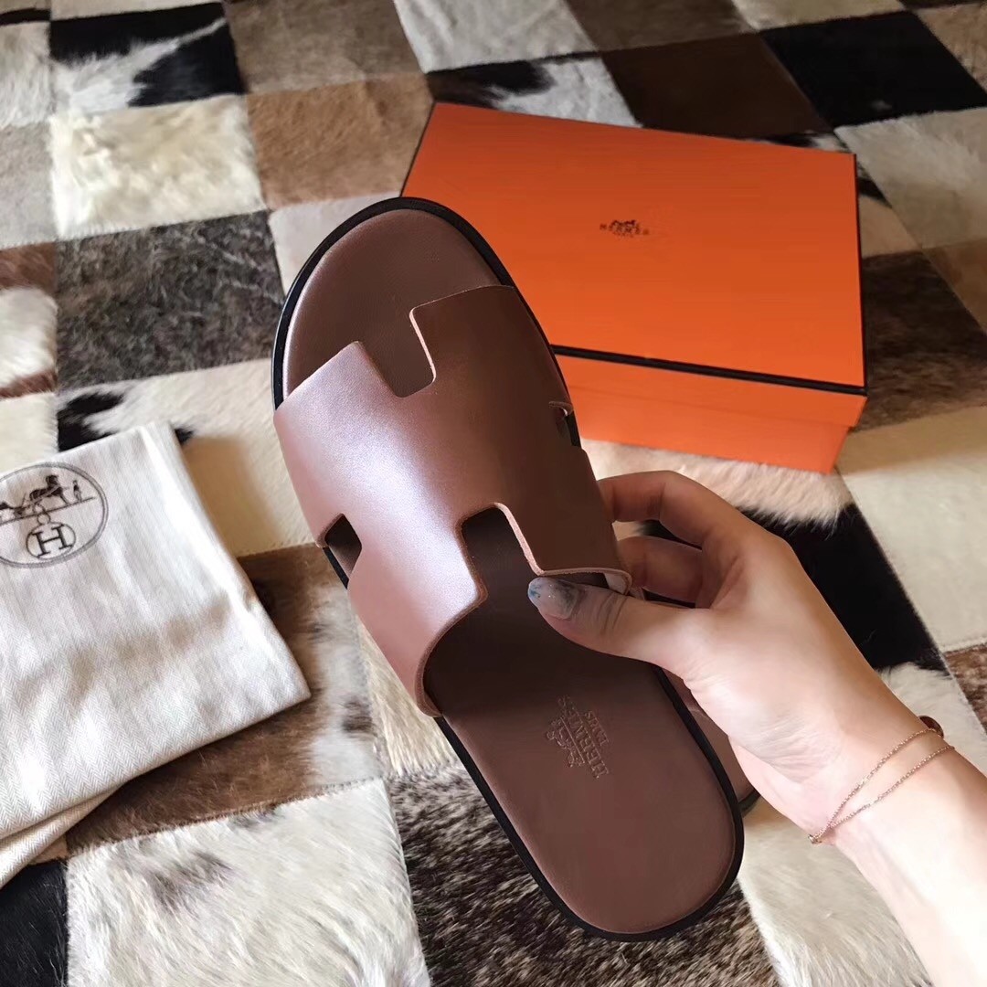H**mes izmir sandals in camarel swift leather