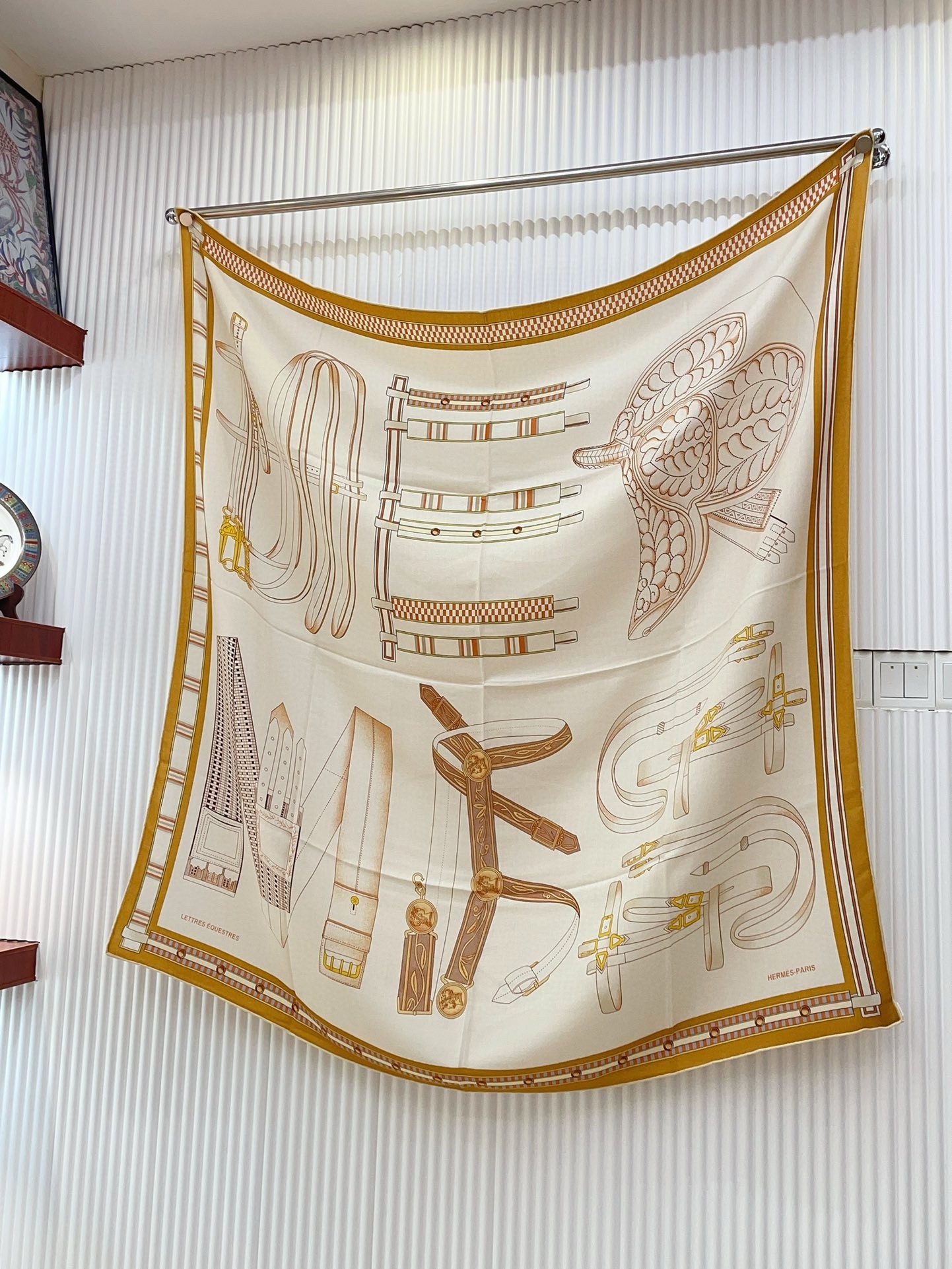 H**mes naturel lettres equestres shawl 140