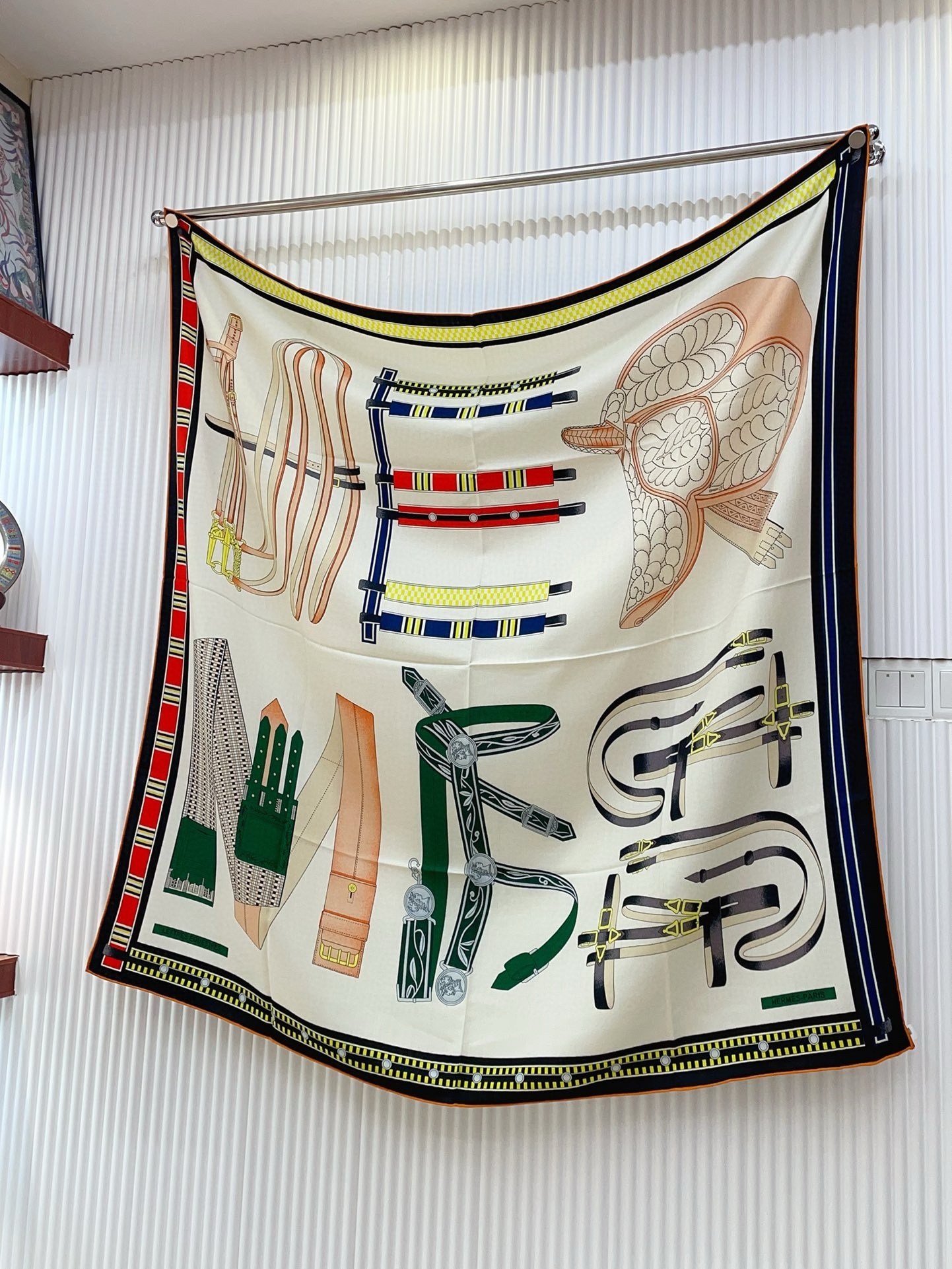 H**mes blanc lettres equestres shawl 140