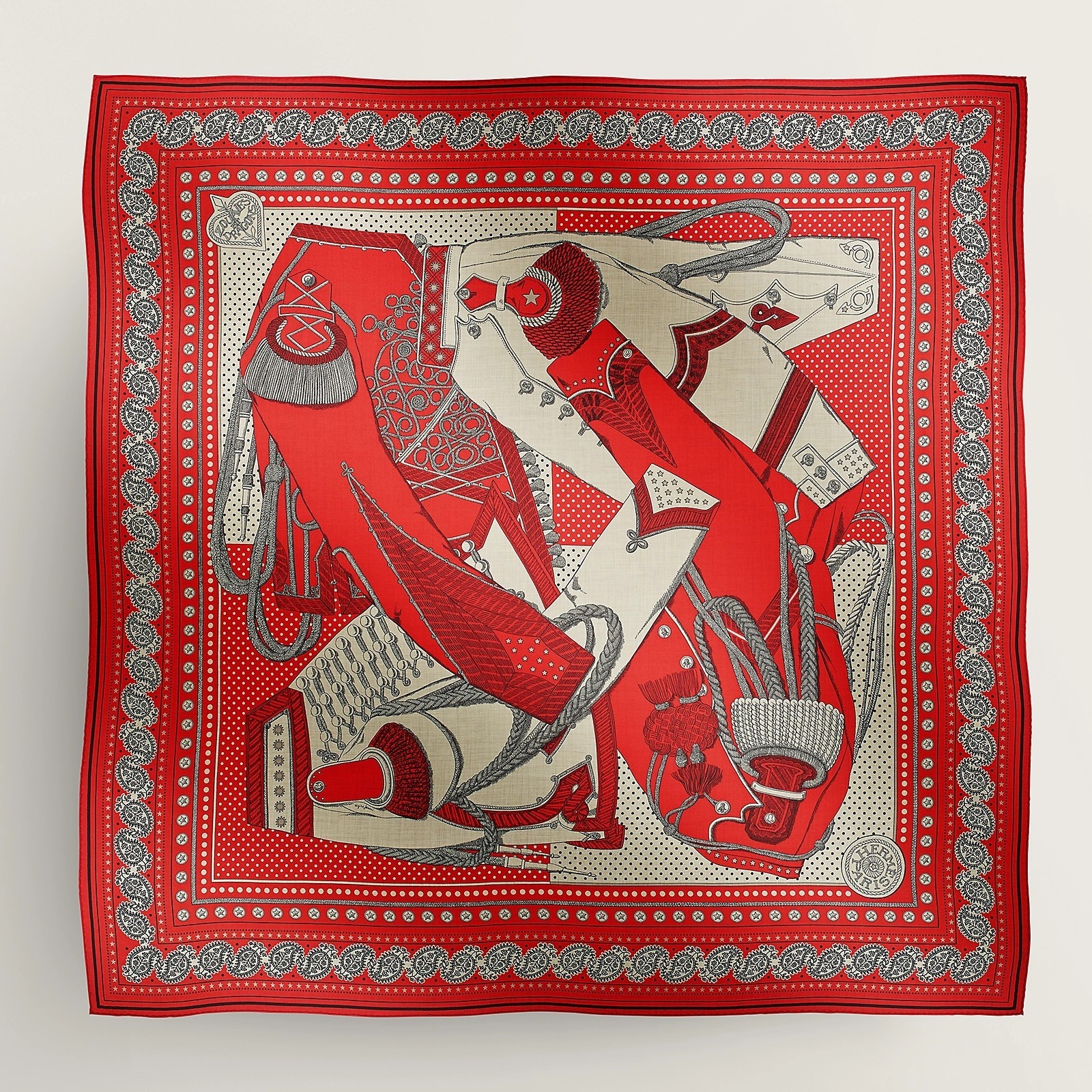 H**mes red zouaves et dragons bandana shawl 140