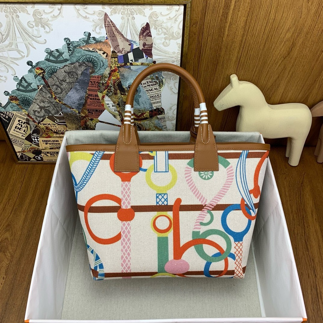 H**mes steeple 25 bag in h plume canvas with clic clac panoplie equestre