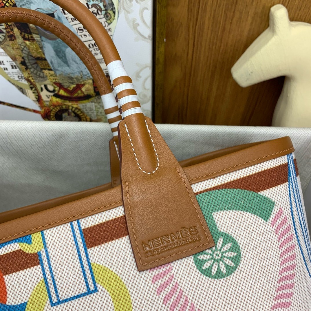 H**mes steeple 25 bag in h plume canvas with clic clac panoplie equestre