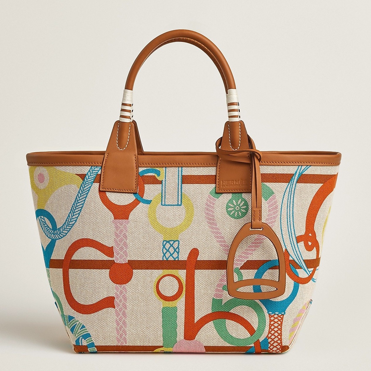 H**mes steeple 25 bag in h plume canvas with clic clac panoplie equestre