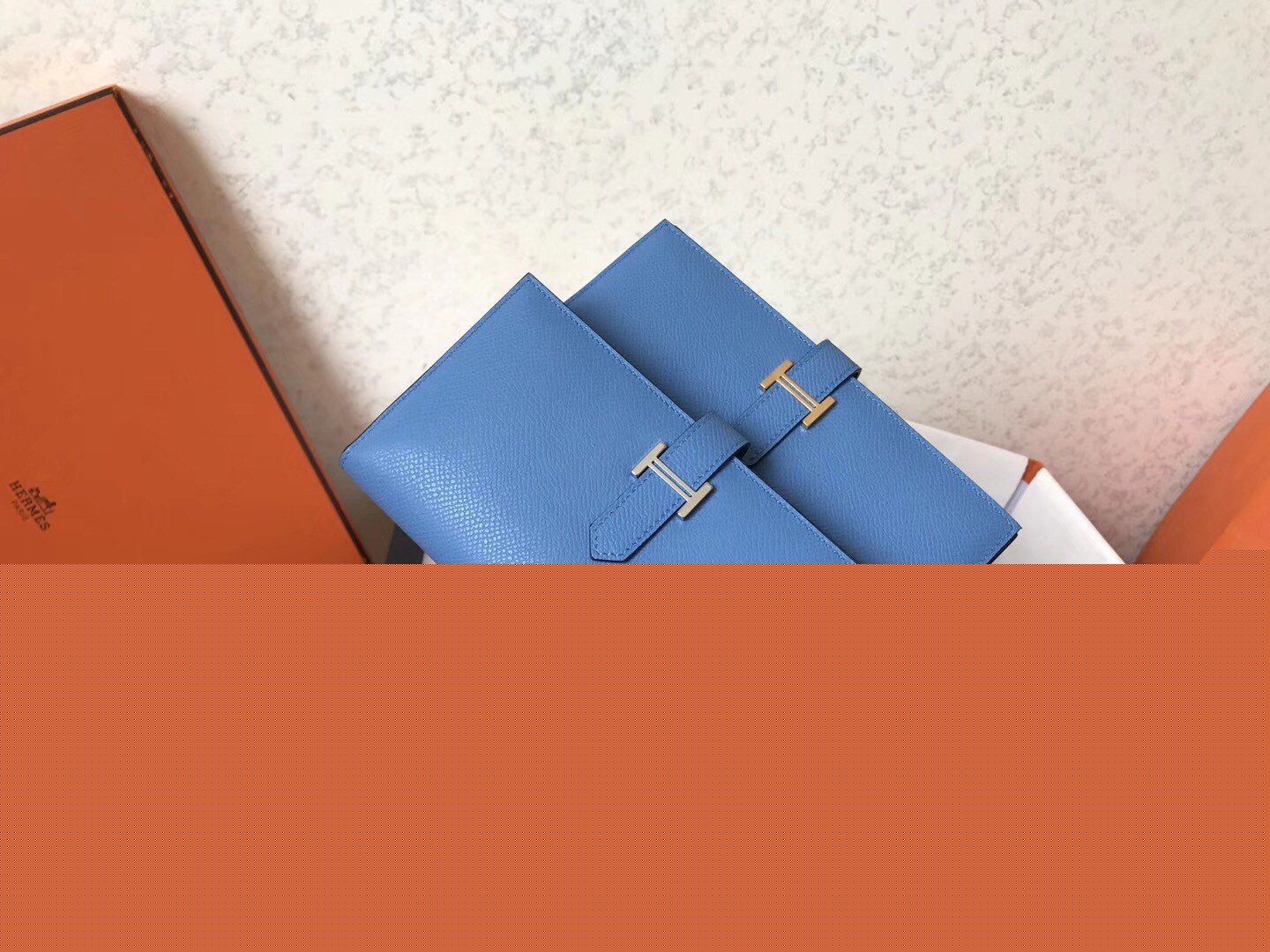 H**mes blue jean epsom bearn gusset wallet