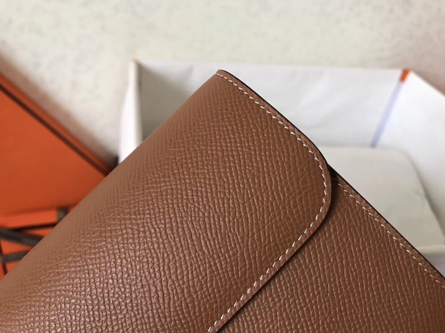 H**mes brown epsom constance long wallet