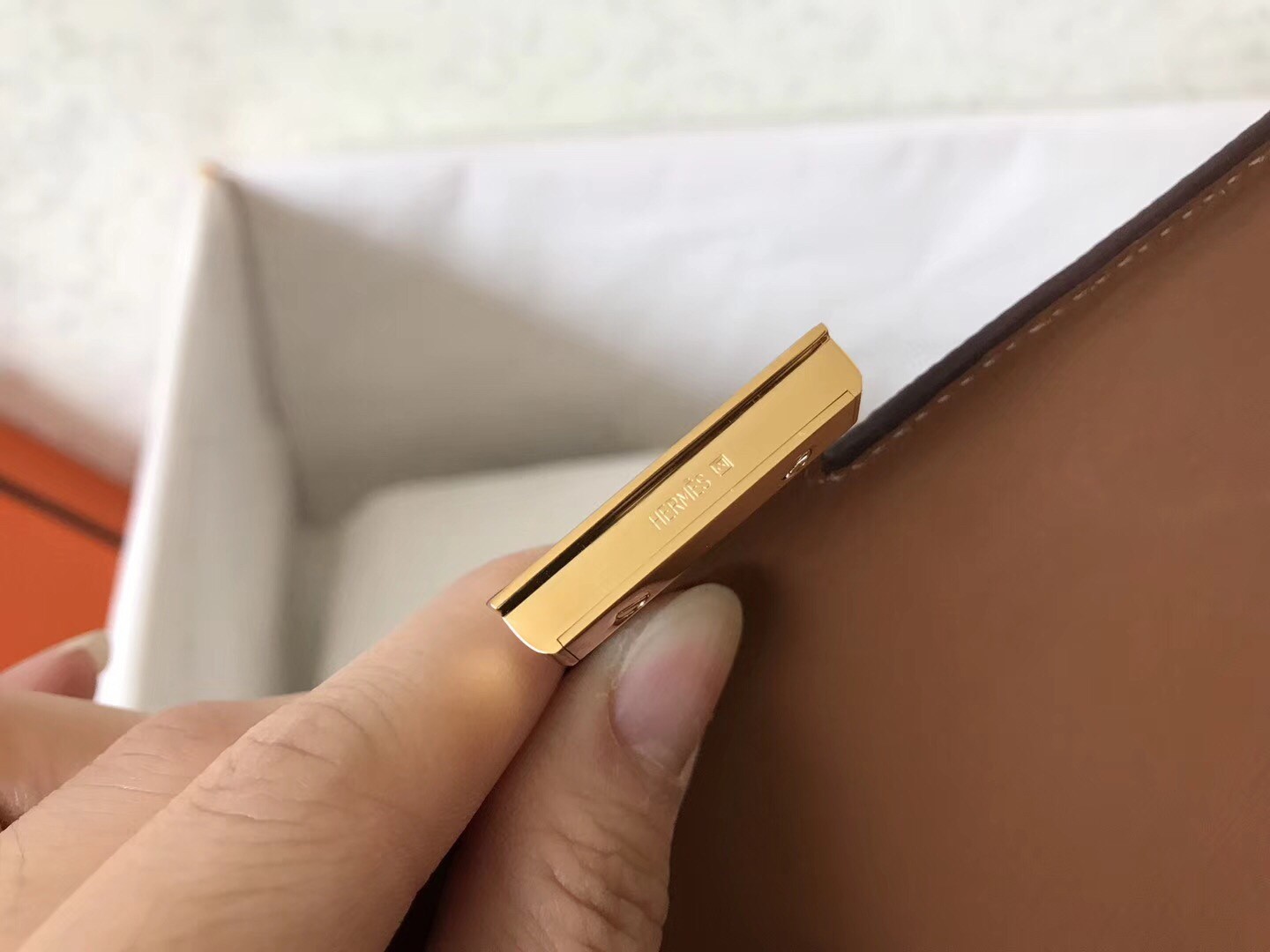 H**mes brown epsom constance long wallet