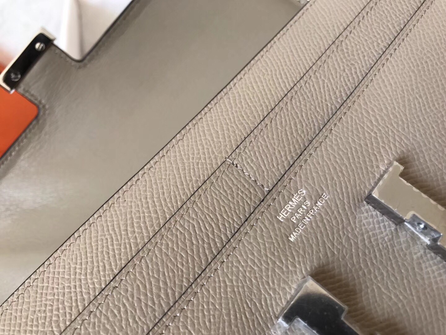 H**mes grey epsom constance long wallet