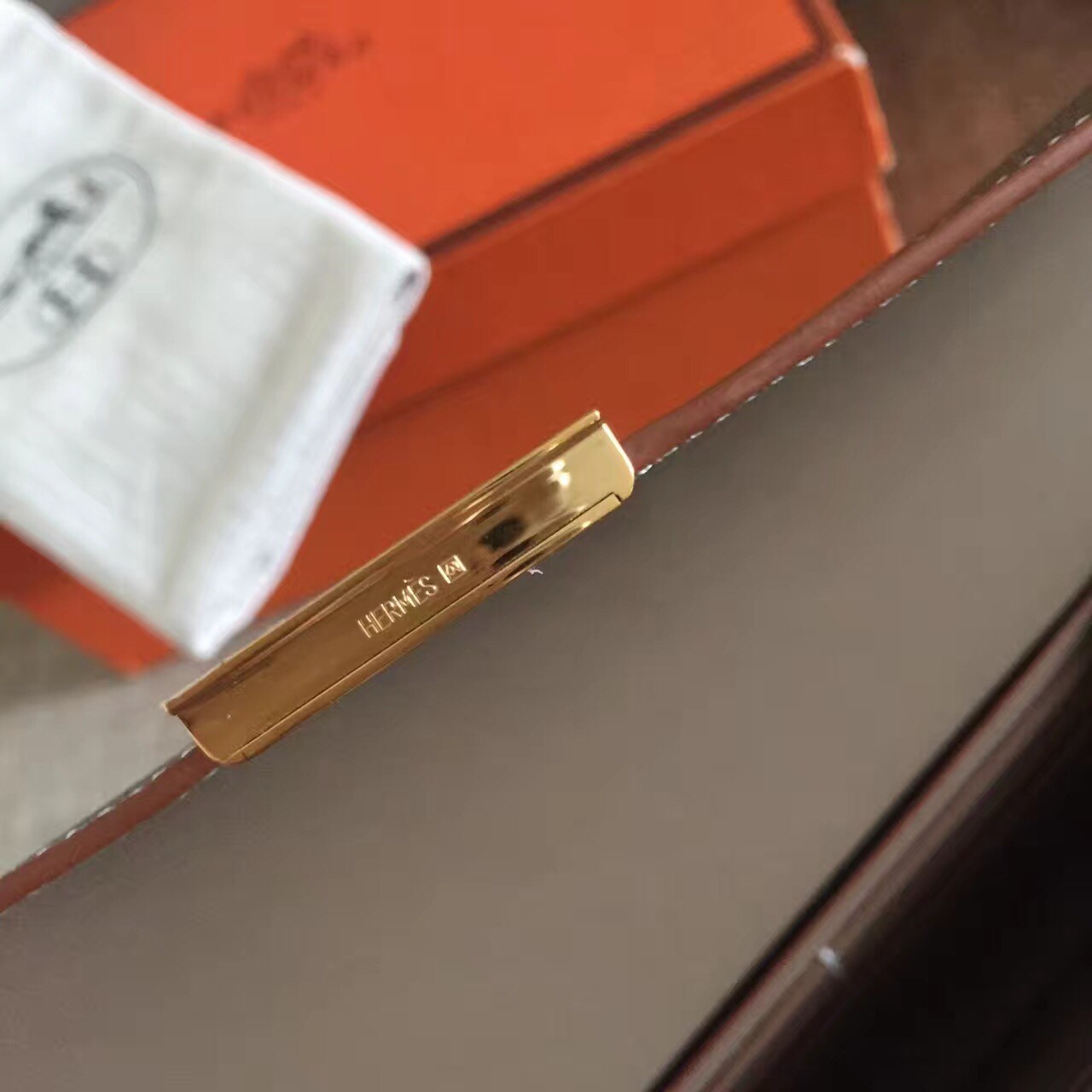 H**mes taupe epsom constance long wallet