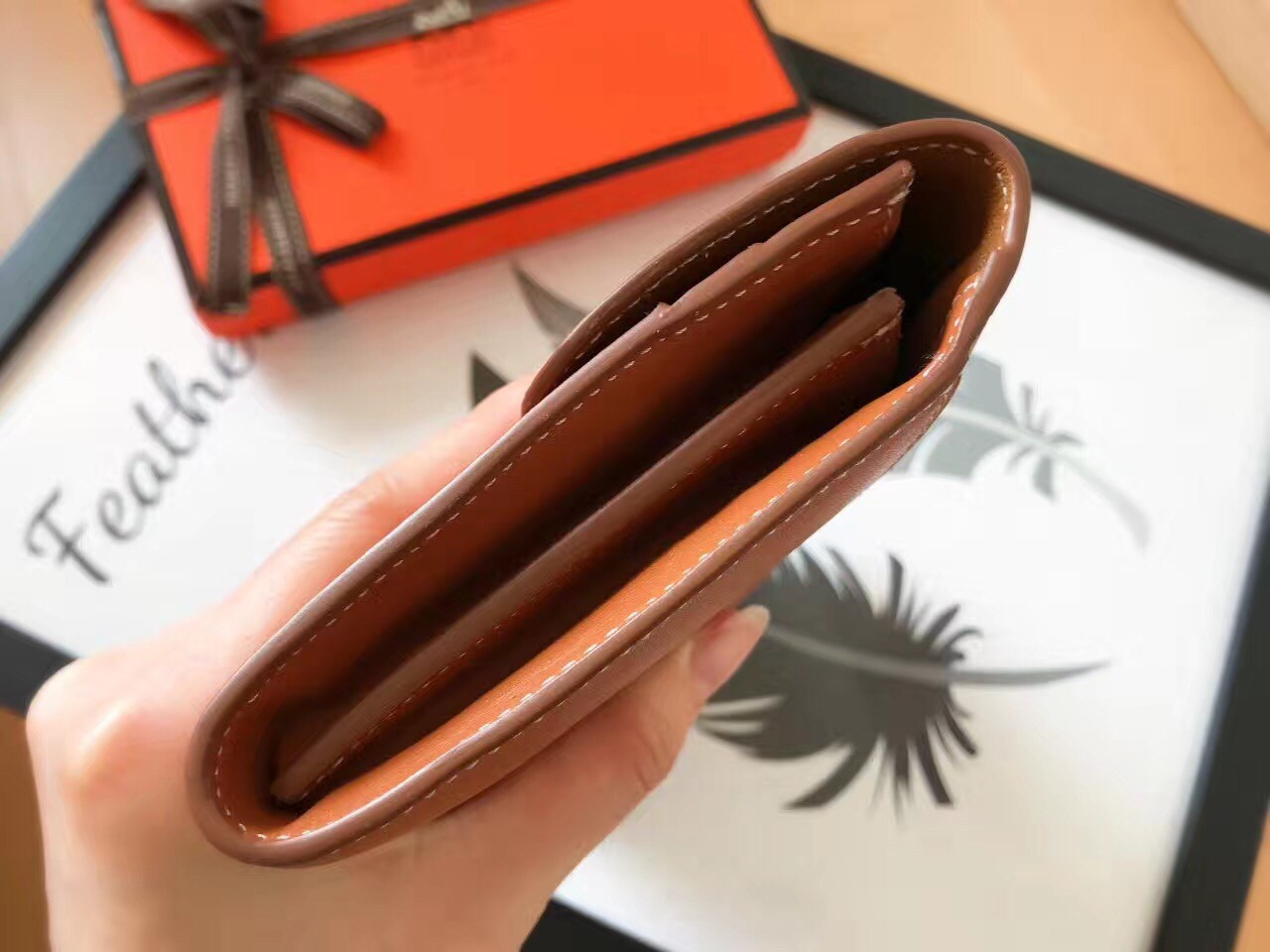 H**mes gold swift constance long wallet