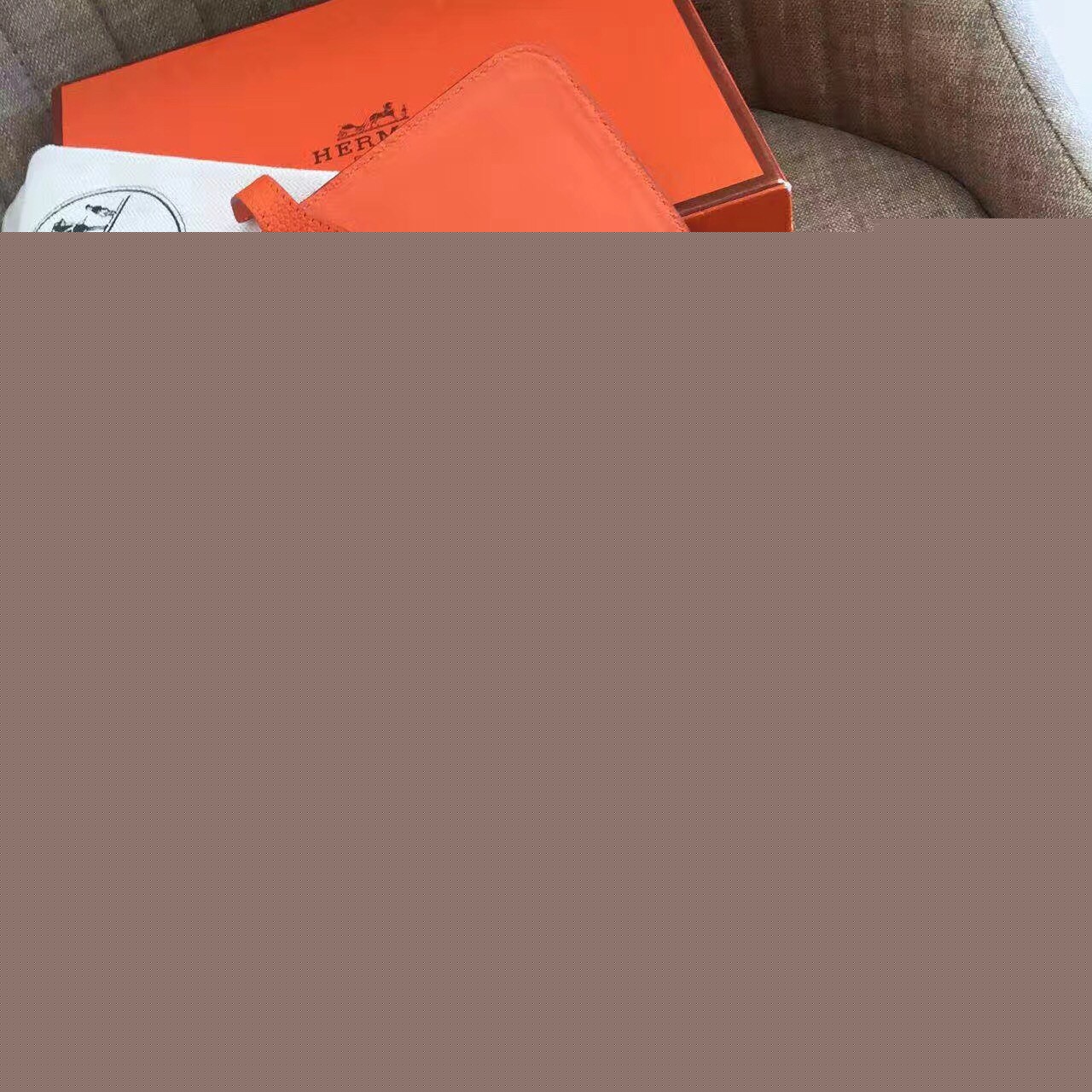 H**mes orange dogon duo combined wallet